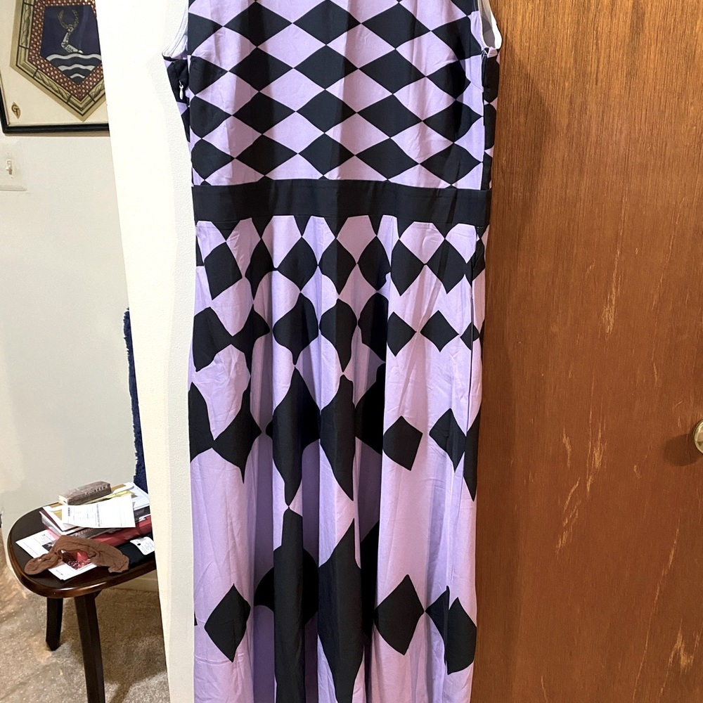 Asymmetrical purple and lavender dress